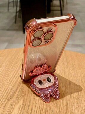Pink Labubu foldable pop socket phone grip phone Stand phone holder with mirror